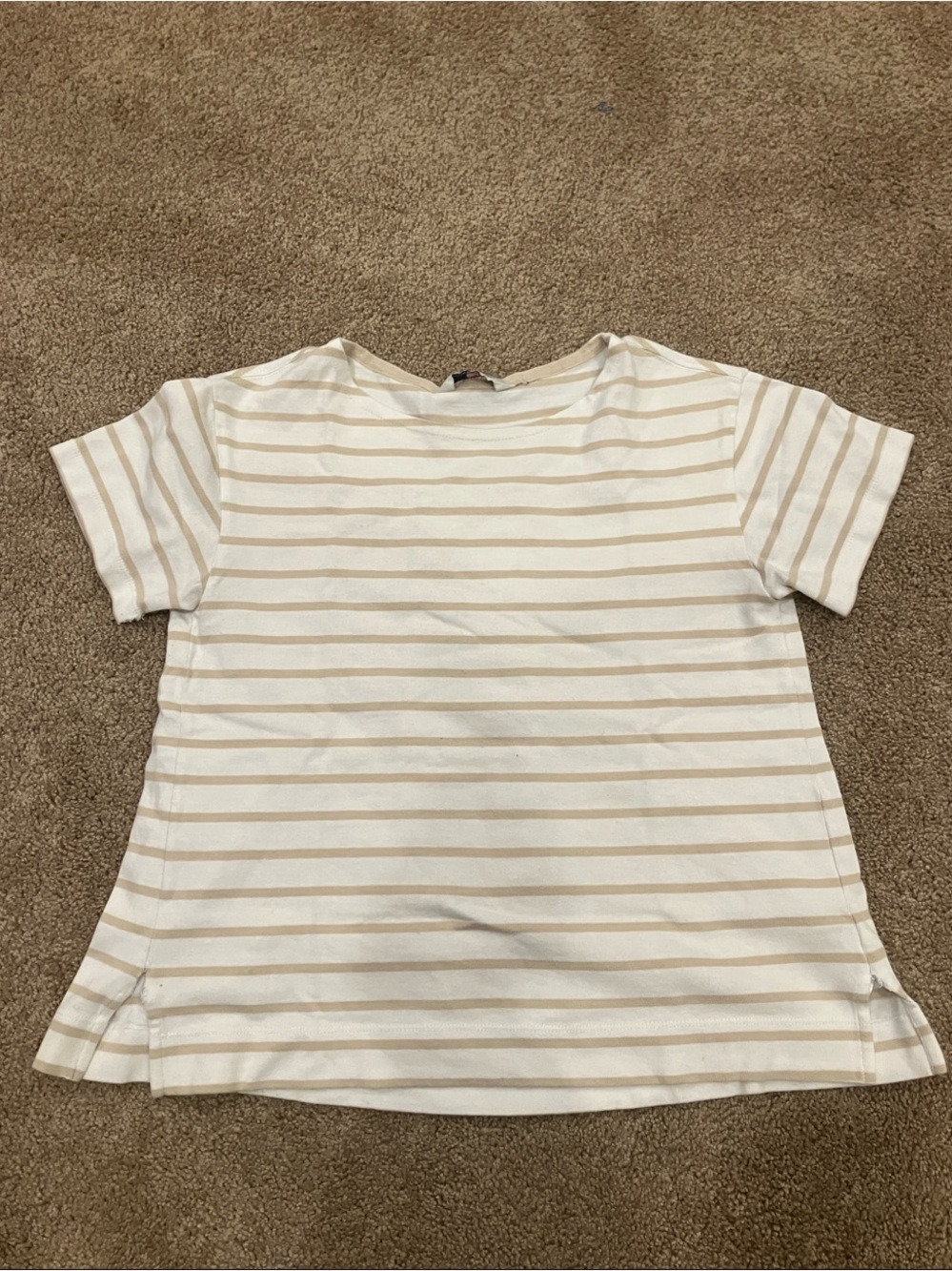 Vineyard Vines Cream and Beige Striped Crop Top